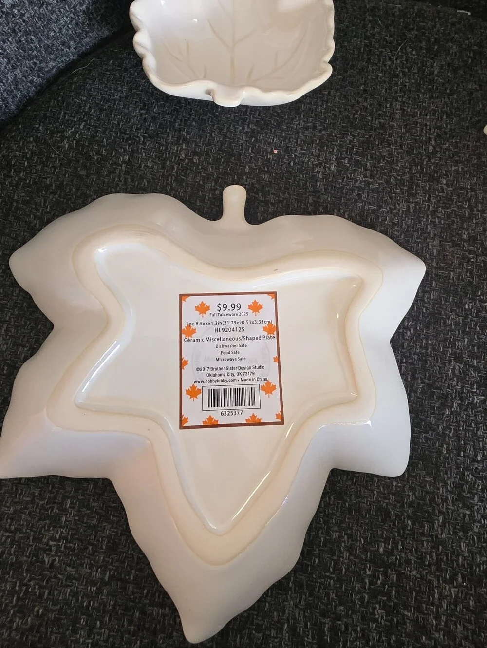 NEW Fall Maple Leaf Leaves Cream Ceramic Plate & Mini Bowls Autumn Decorations
